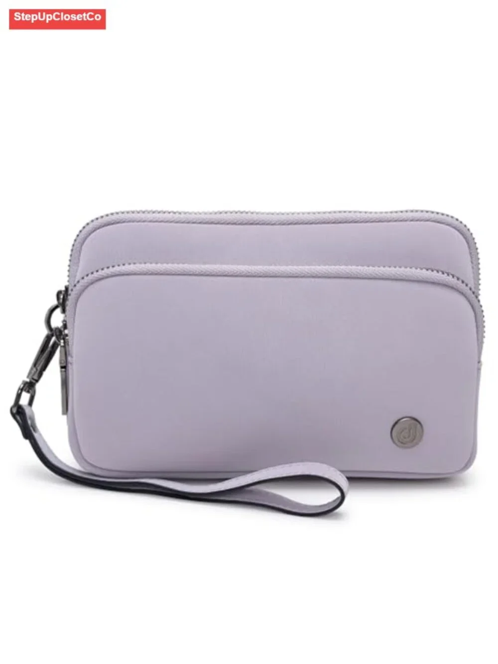 Small Vegan Leather Wristlet Purse with 3 Zipper Pockets, Clutch Wallet for